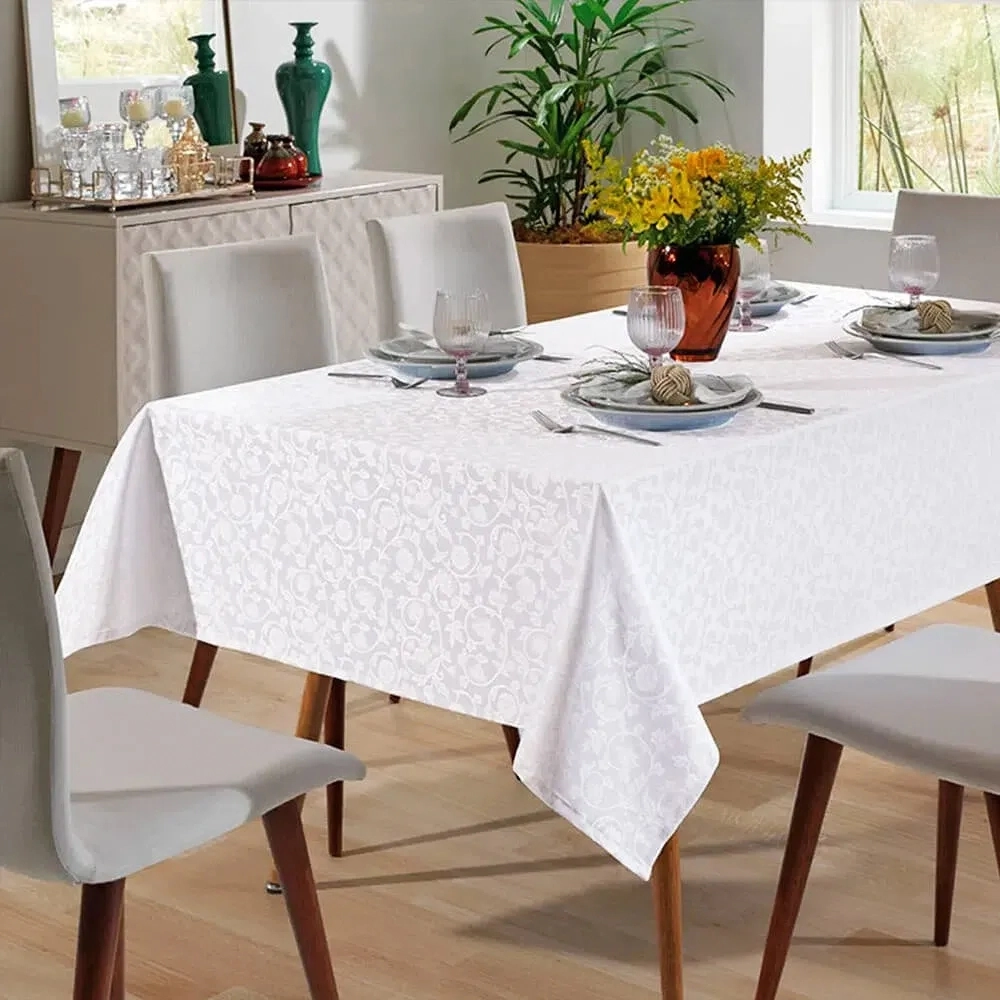 Toalha Mesa Dohler Jacquard Requinte Branco 22471 1,6x1,6m
