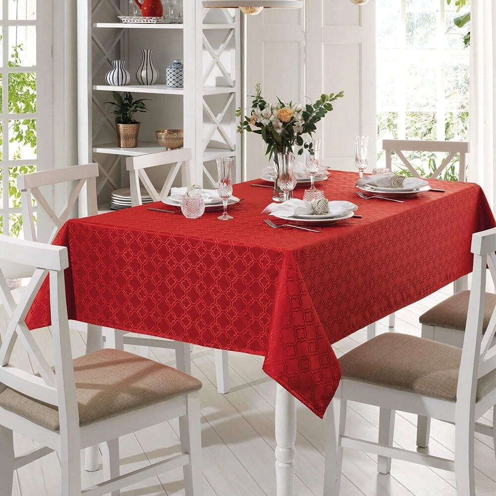 Toalha Mesa Dohler Jacquard Requinte Vermelho 1,6x2,4m
