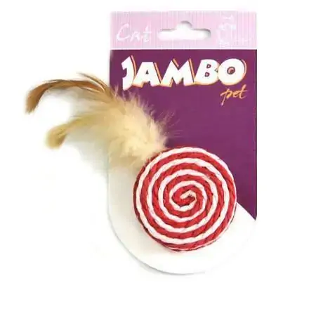 Brinquedo Palha Enrolada Com Penas Para Gatos Palha E Catnip Jambo Pet Vermelho/branco