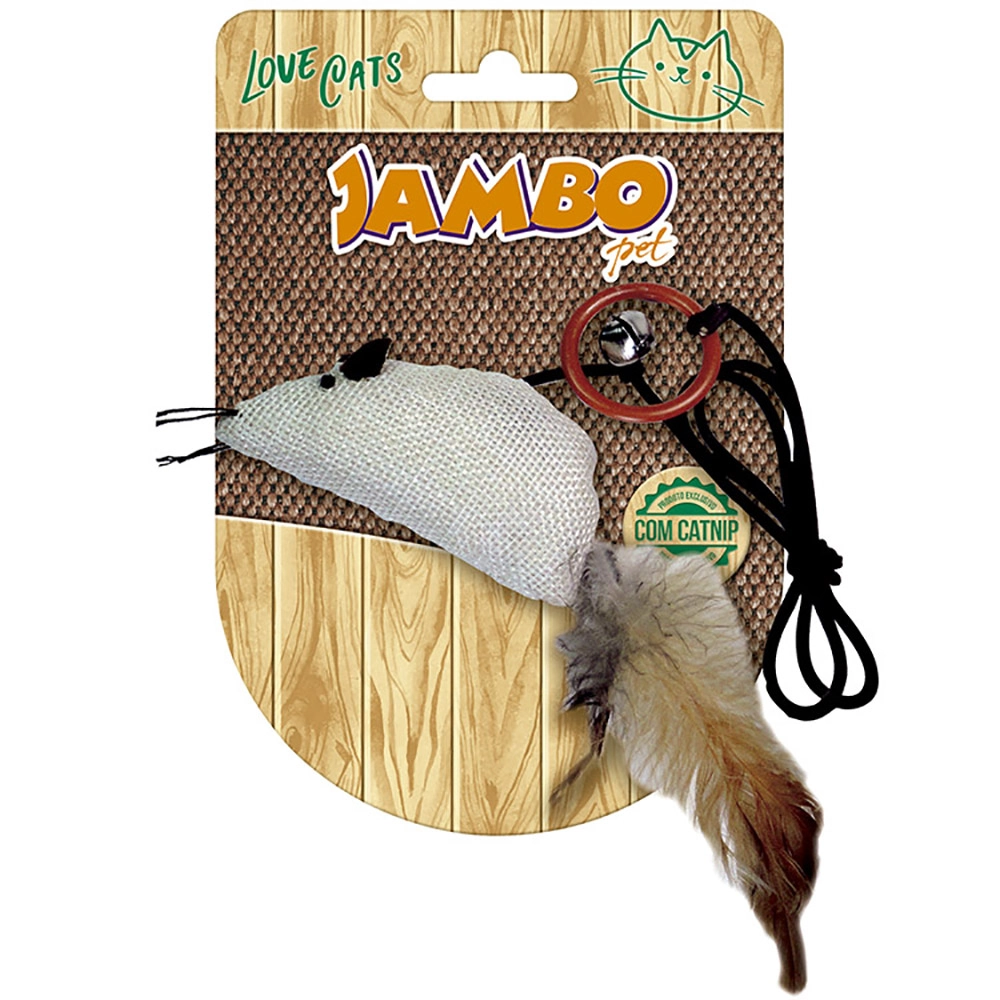 Brinquedo Jambo Para Gatos Catnip Natural Rato Bege