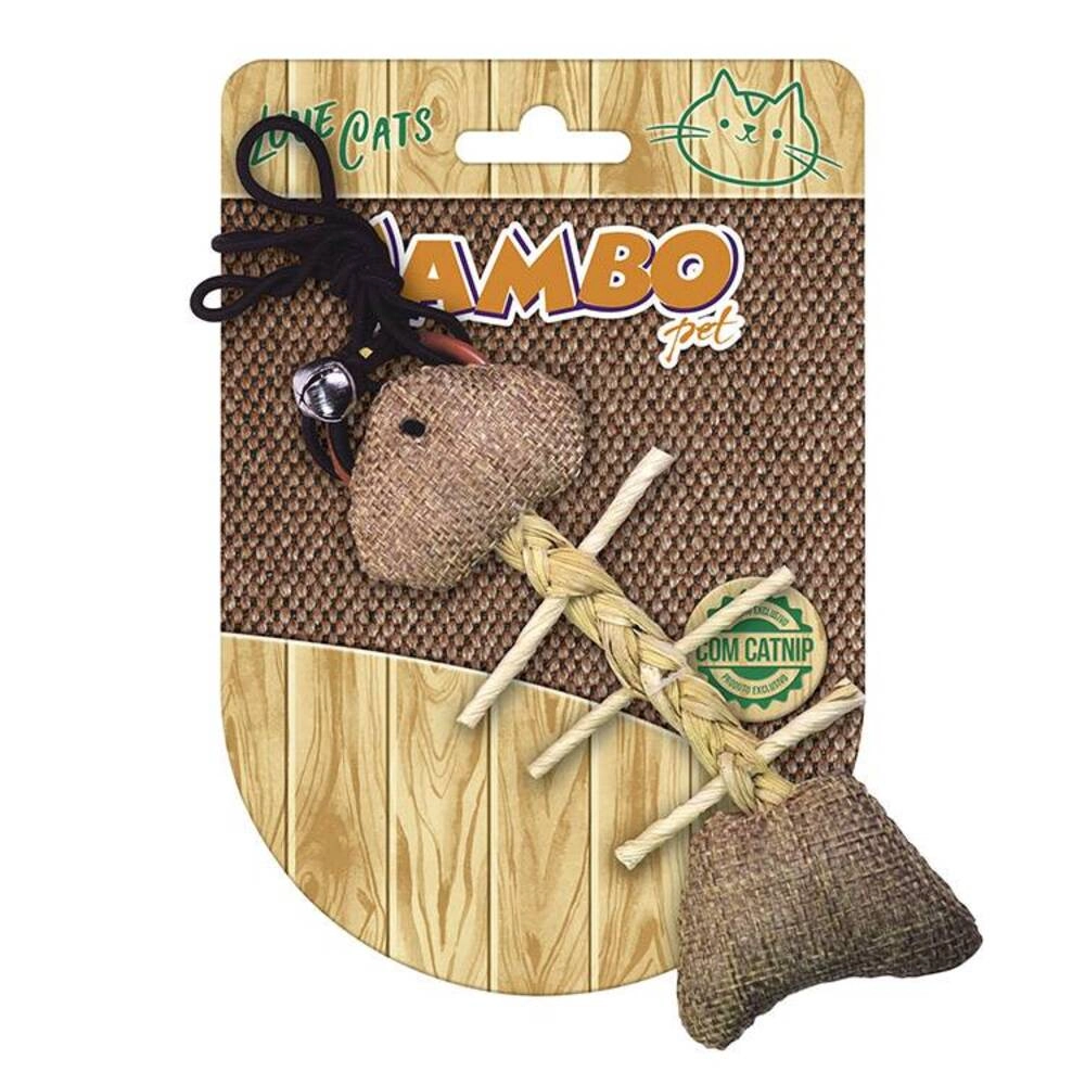 Brinquedo Peixe Natural Para Gatos Catnip Jambo Pet Marrom