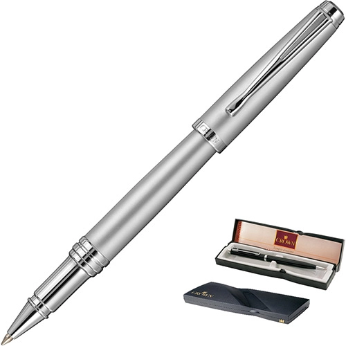 Caneta Embaixador Rollerball Prata Com Estojo Crown