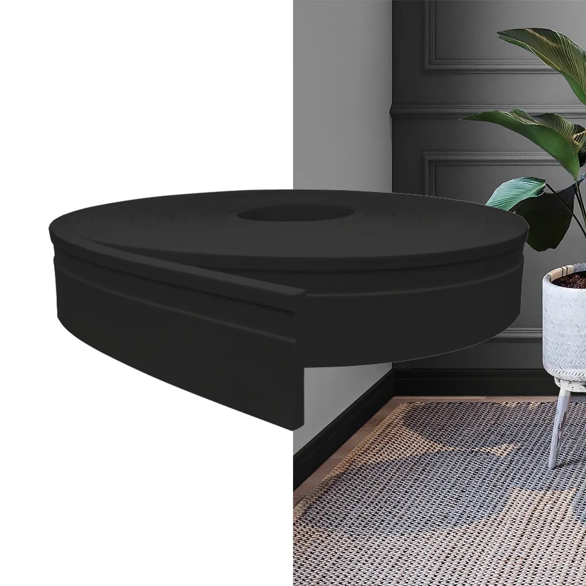 Rodapé Eva Autocolante 7cm Rp16 Preto 10 Metros Meurodapé
