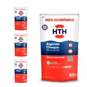 Kit 4 Refis Algicida Choque Hth Solução Água Verde 900ml