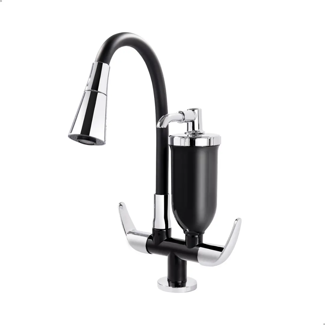 Torneira Filtro Bancada De Cozinha Flexível Cone Preta