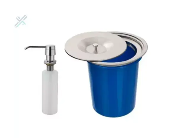 Lixeira Pia Cozinha Embutir 5 Litros Inox + Dosador Metal