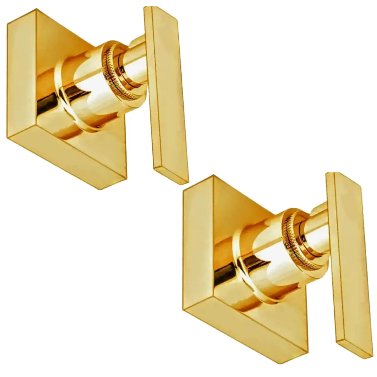 2 Acabamentos Registro Alavanca Quadrado 100% Metal Dourado