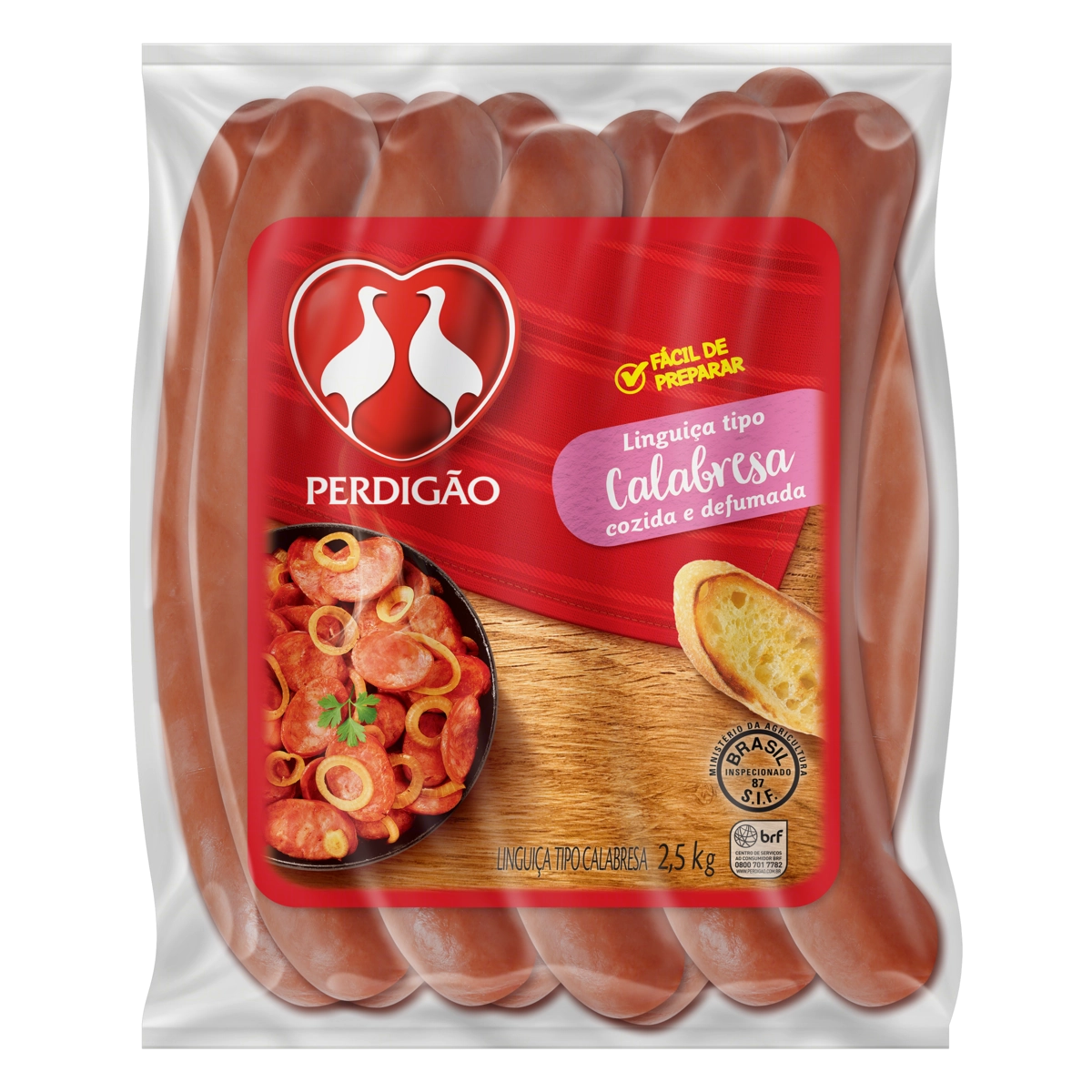 Linguiça Calabresa Cozida E Defumada Perdigão 2,5kg