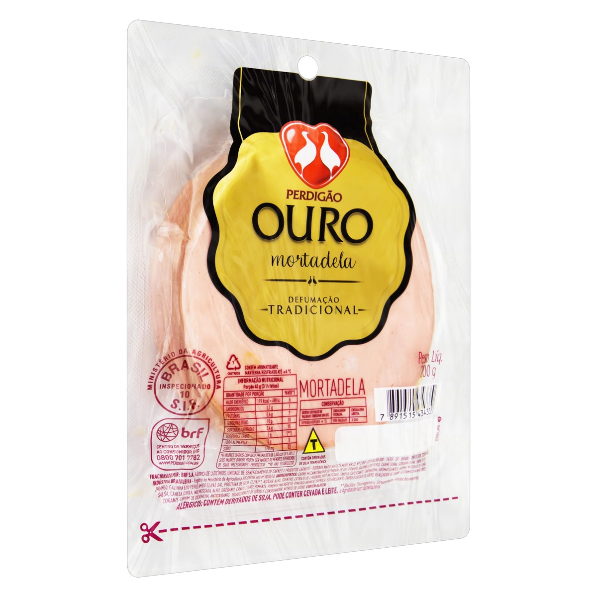 Mortadela Defumada Perdigão Ouro 200g