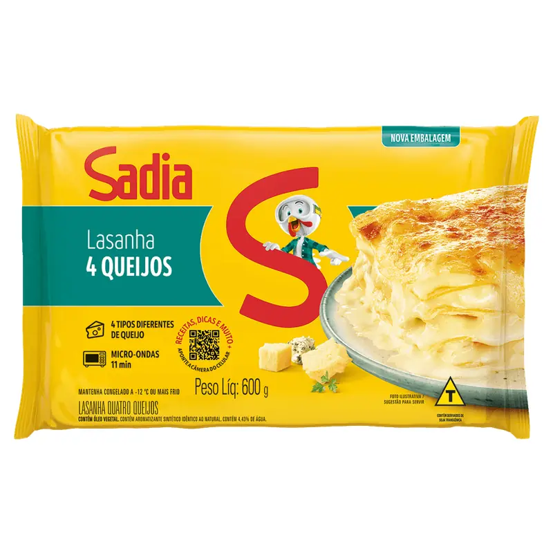 Lasanha Quatro Queijos Sadia 600g