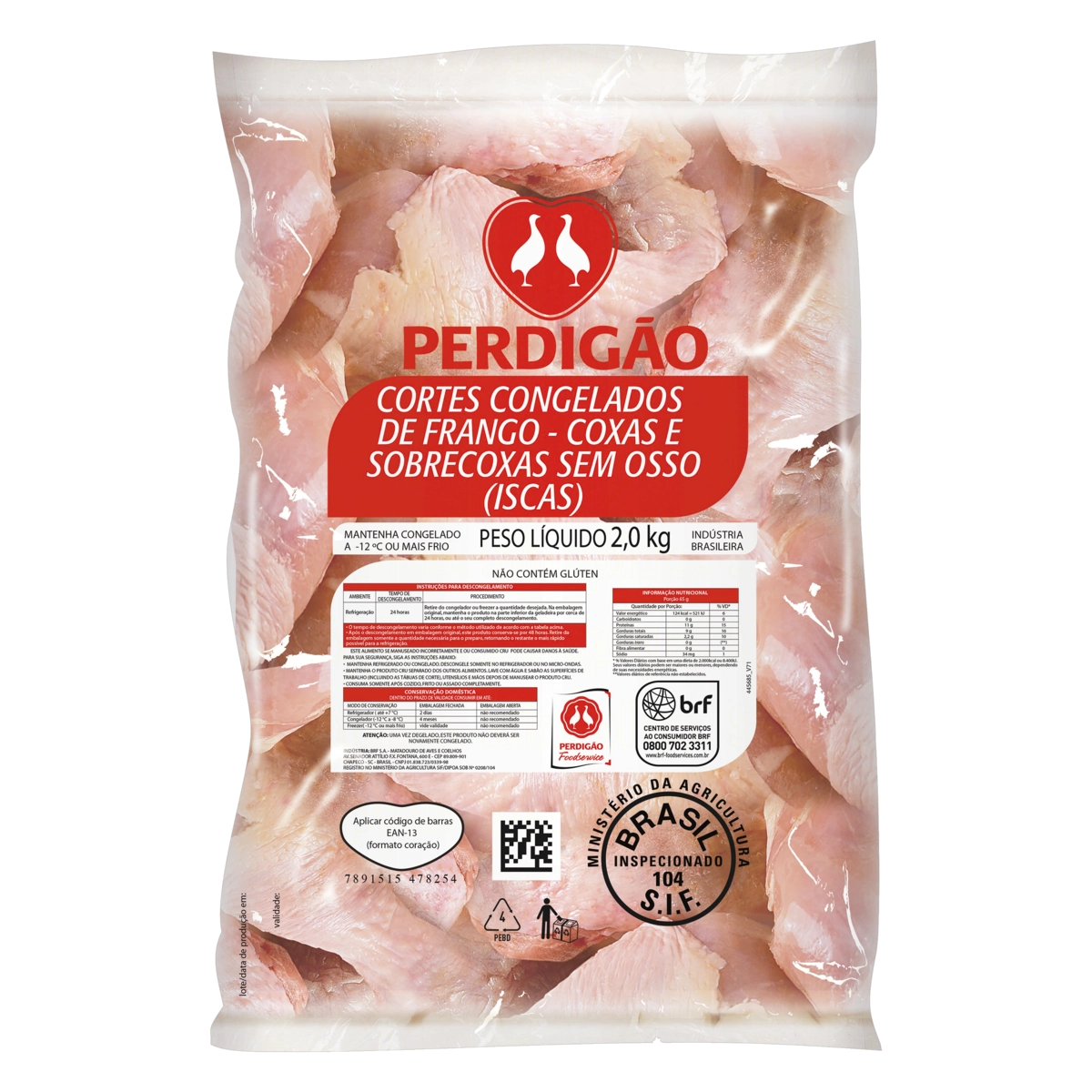 Coxa Com Sobrecoxa De Frango Congelada Iscas Sem Osso Perdigão 2kg