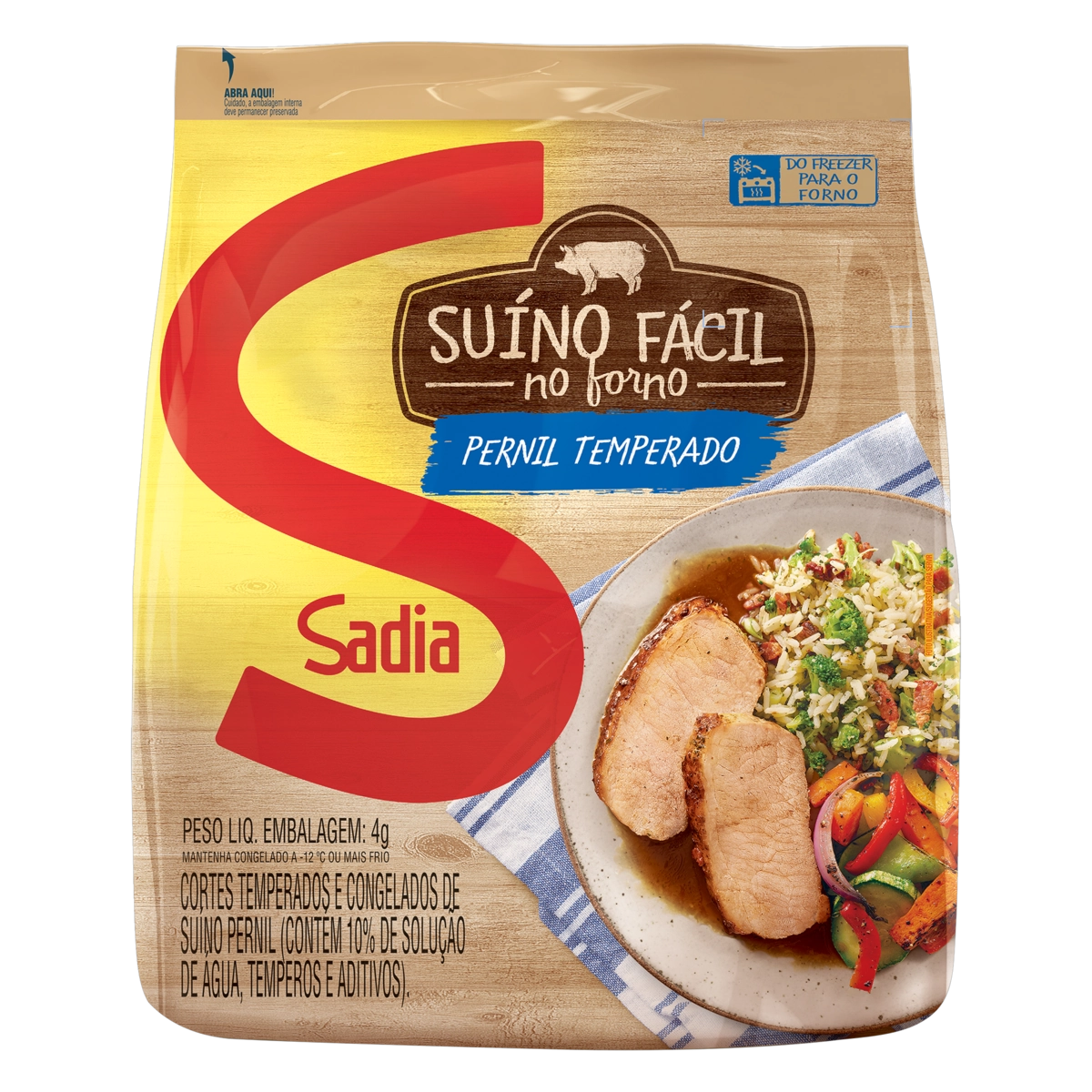 Pernil Suíno Congelado Temperado Sem Osso Sadia Suíno Fácil