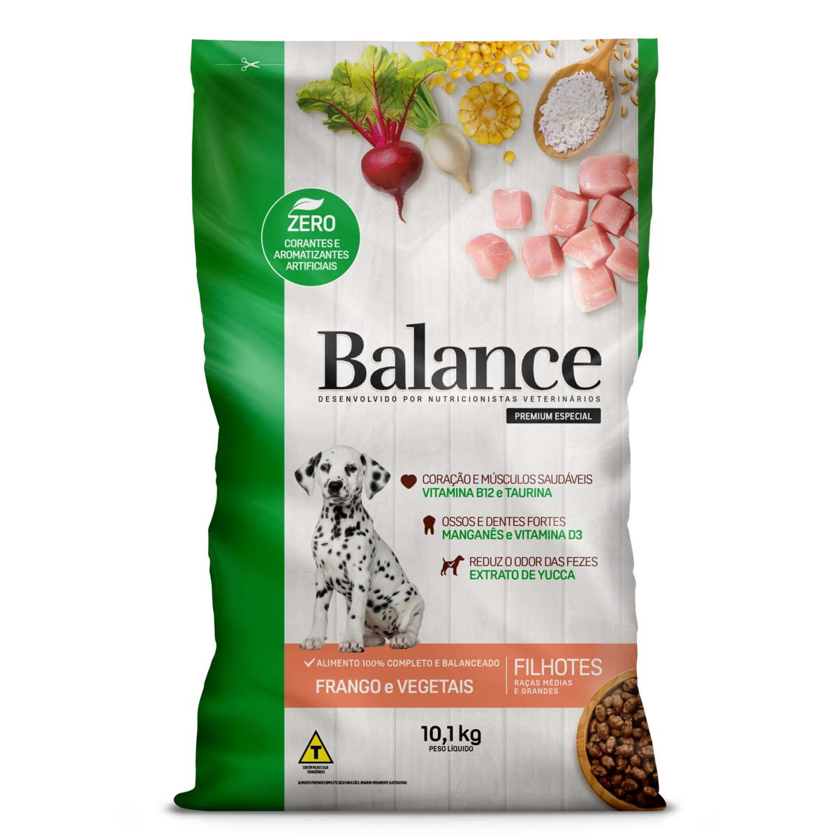 Alimento Completo Para Cães Balance Premium Filhotes Raças Médias e Grandes Sabor Frango e Cereais 10,1kg