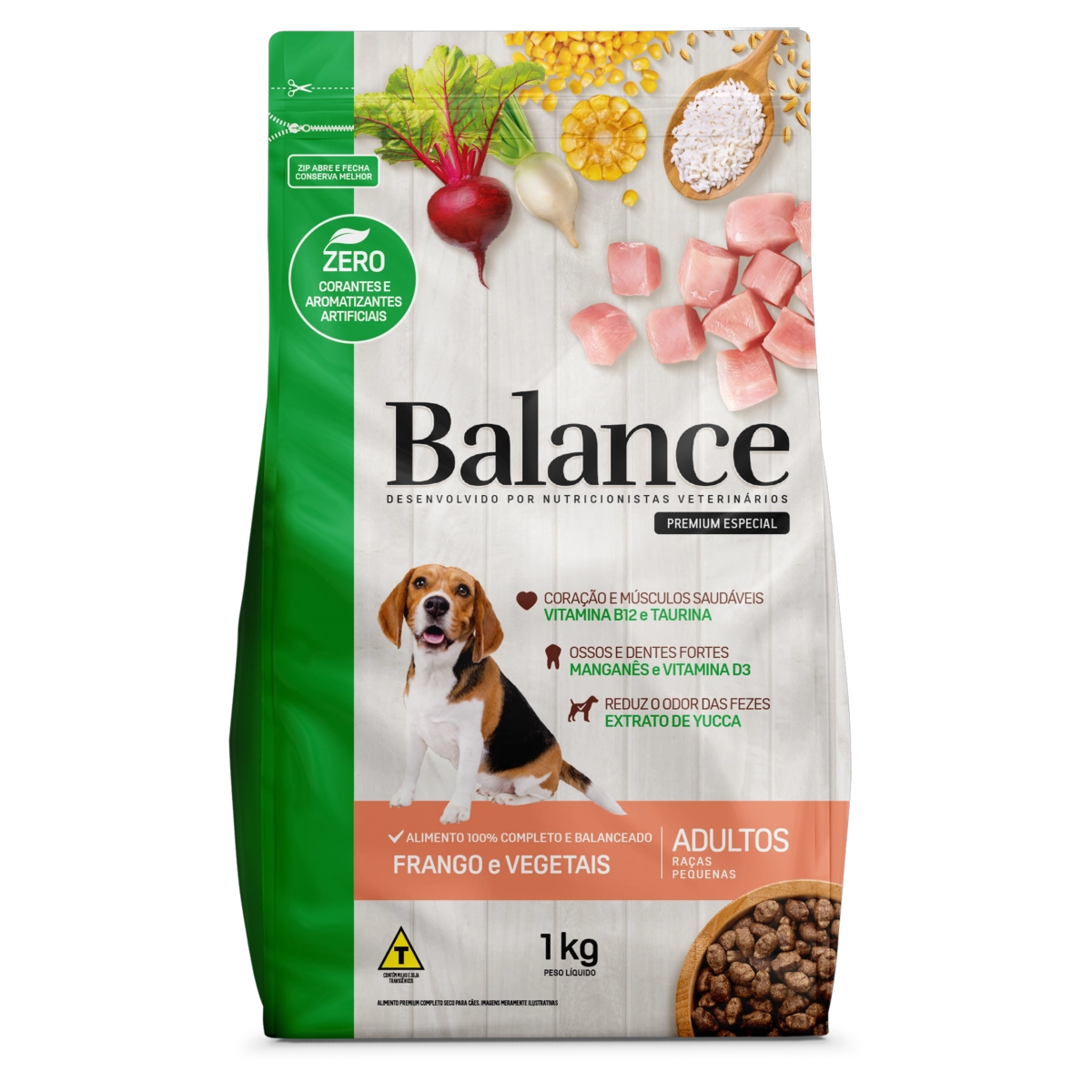Alimento Completo Para Cães Balance Premium Adultos Raças Pequenas Sabor Frango e Cereais 1 Kilo