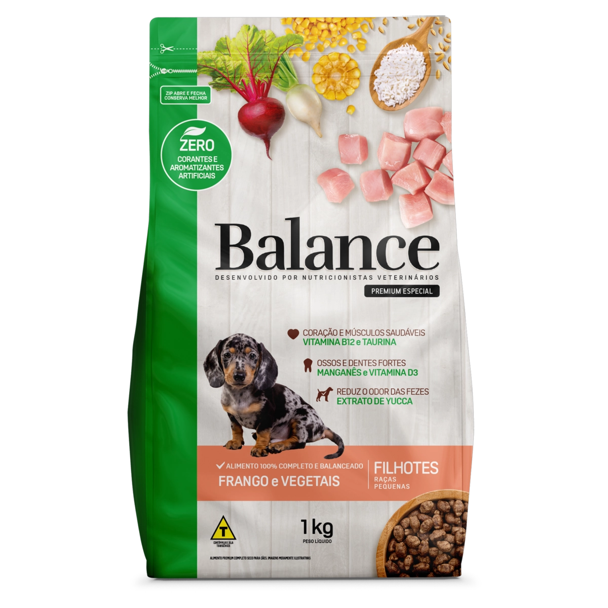 Ração para Cães Filhotes de Raça Pequena BALANCE Pacote 1kg
