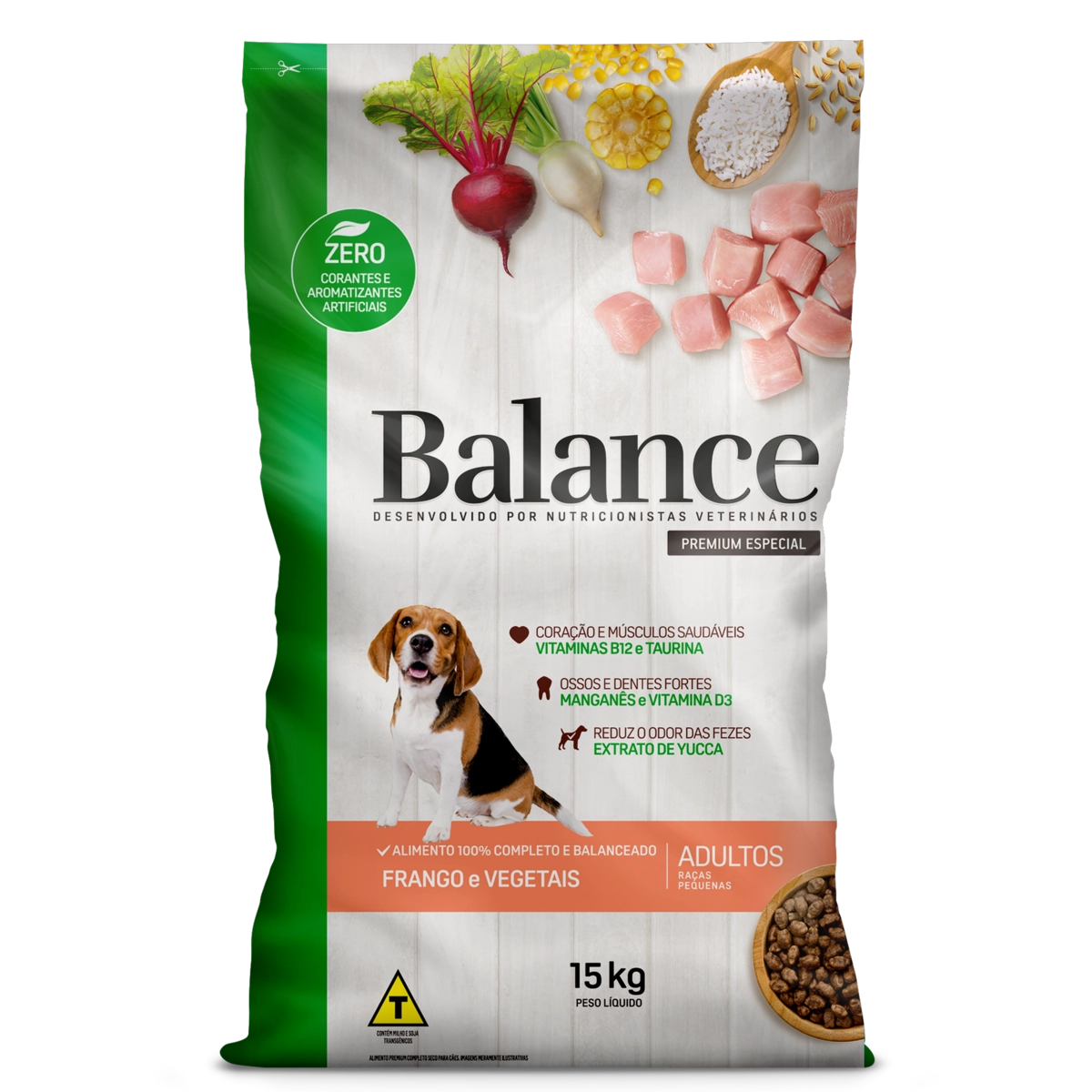 Alimento Para Cães Adultos Raças Pequenas Frango E Vegetais Balance Pacote 15kg