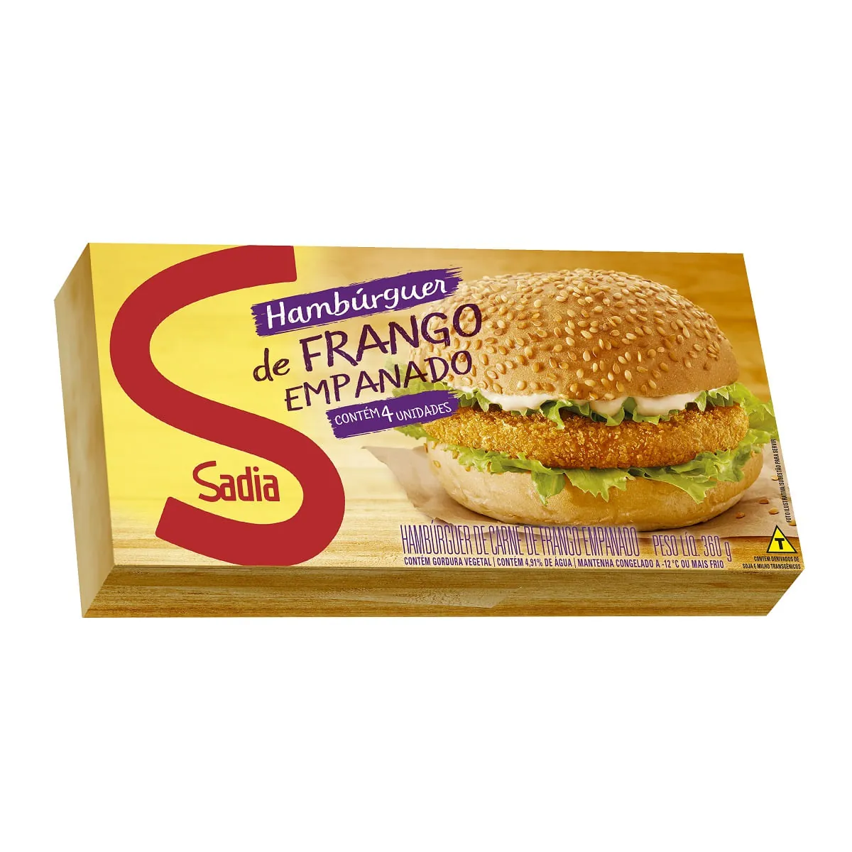 Hambúrguer de Frango Empanado Congelado Sadia - 4 Unidades