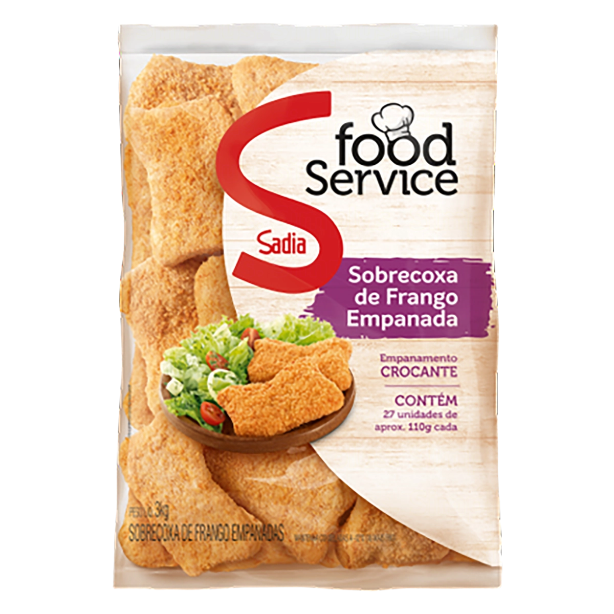 Empanado De Frango Sobrecoxa Sadia Pacote 3kg 27 Unidades
