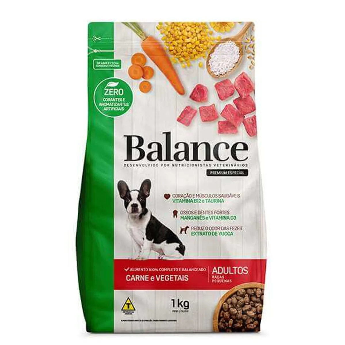 Alimento Para Cães Adultos Raças Pequenas Carne E Vegetais Balance Pouch 1kg