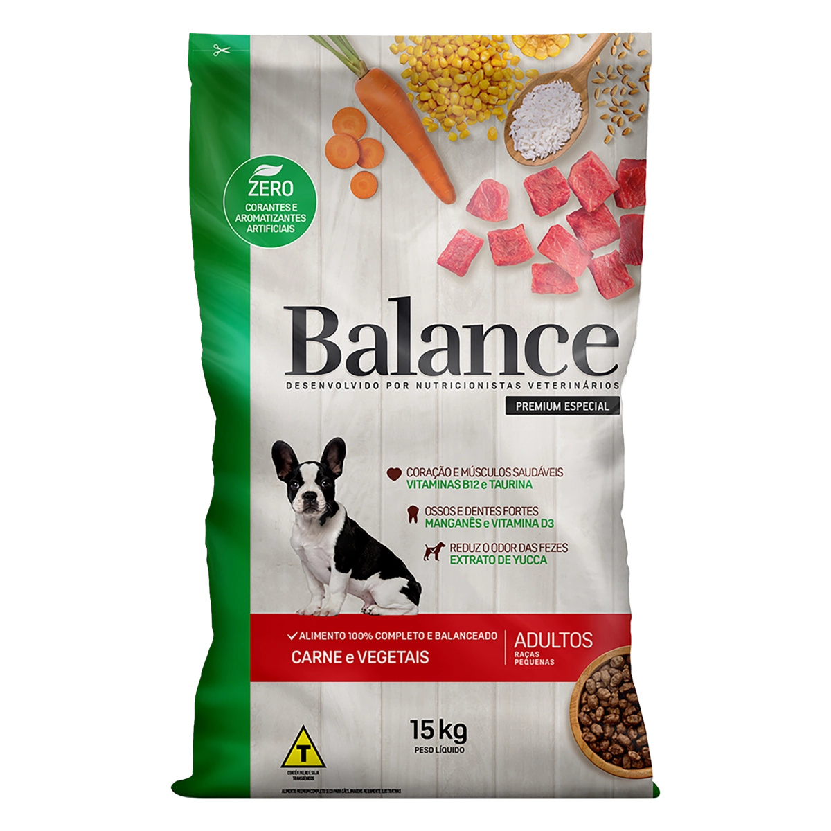 Alimento Para Cães Adultos Raças Pequenas Carne E Vegetais Balance Pacote 15kg