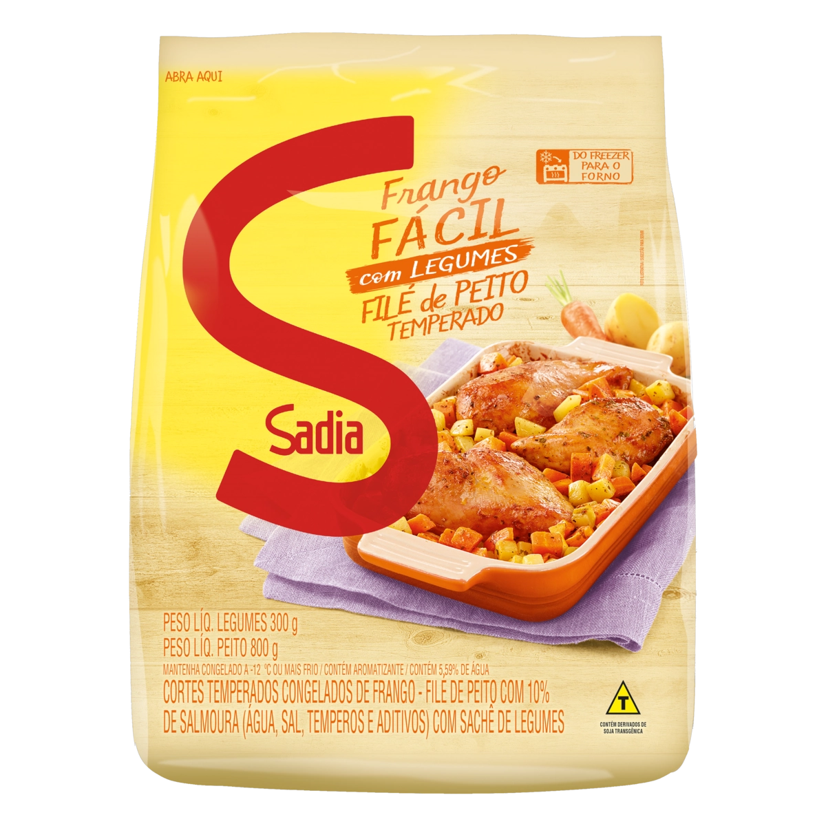 Filé De Peito De Frango Congelado Temperado Com Legumes Sadia Frango Fácil 1,1kg