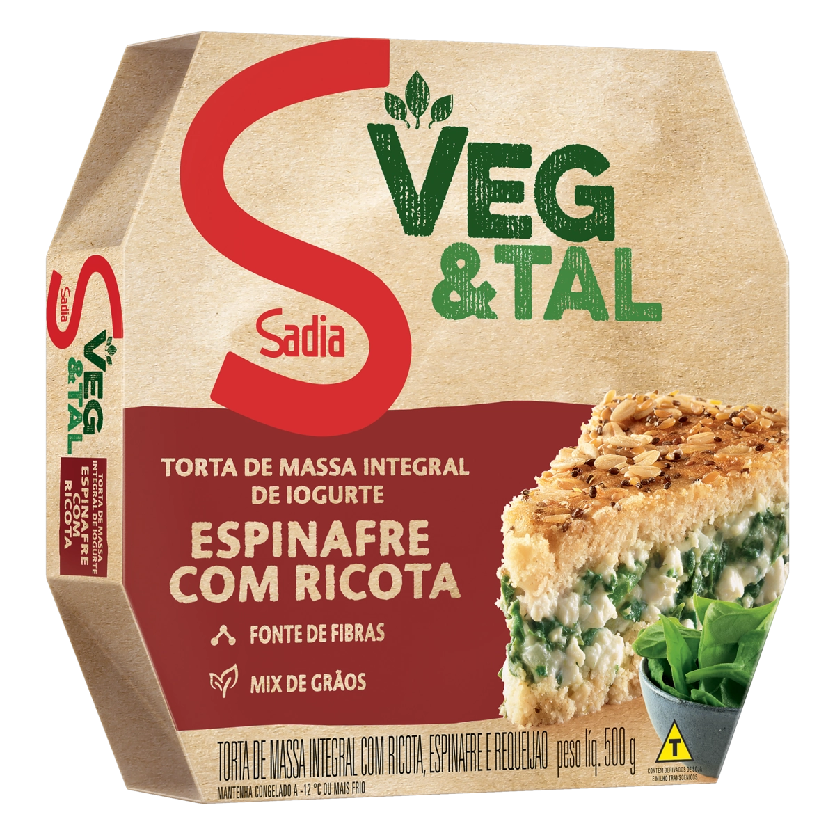 Torta com Massa de Iogurte Recheio Espinafre com Ricota Sadia Veg & Tal 500g