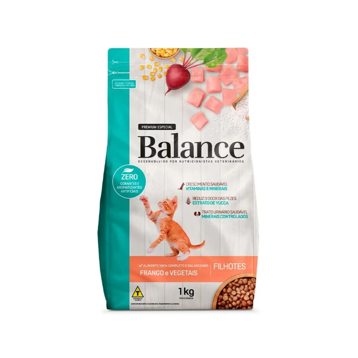 Alimento para Gatos Filhotes Frango e Vegetais Balance Premium Especial Pouch 1kg