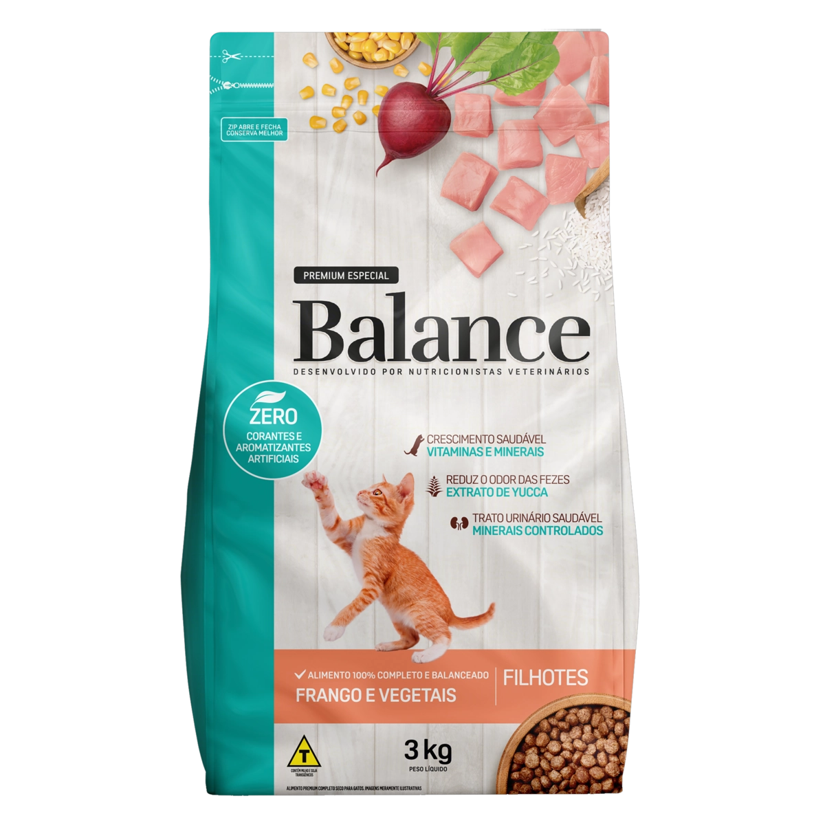 Alimento Para Gatos Filhotes Frango E Vegetais Balance Pouch 3kg