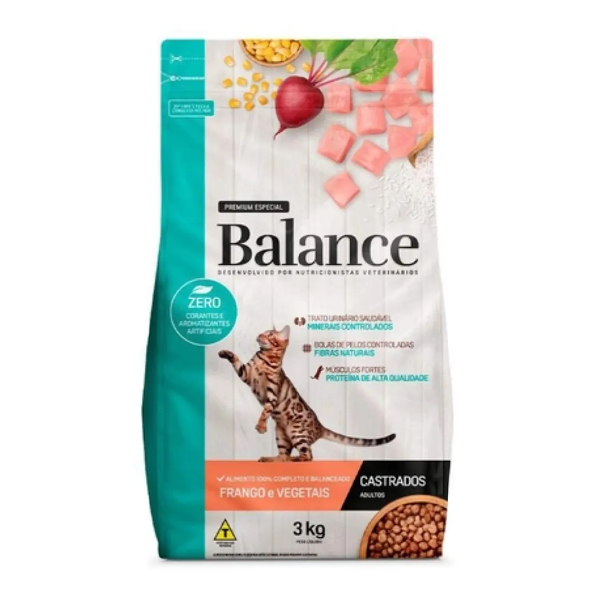 Alimento para Gatos Castrados Adultos Frango e Vegetais Balance Premium Especial Pouch 3kg
