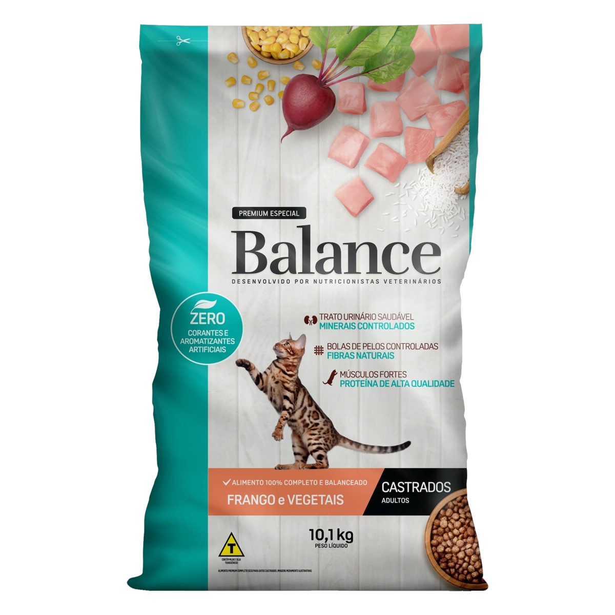 Alimento Para Gatos Castrados Adultos Frango E Vegetais Balance Pacote 10,1kg