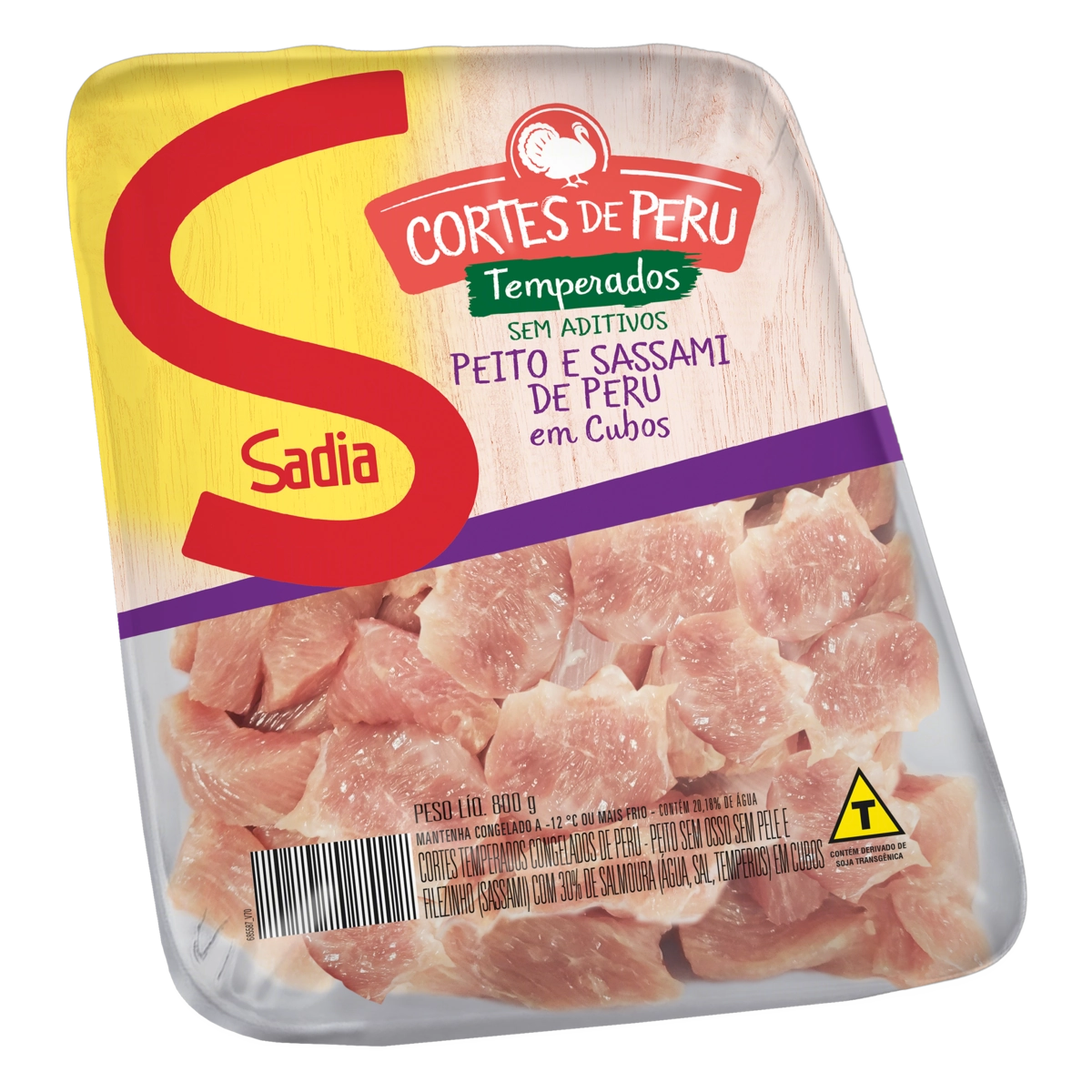 Peito E Sassami De Peru Congelado Em Cubos Temperado Sem Pele Sem Osso Sadia 800g