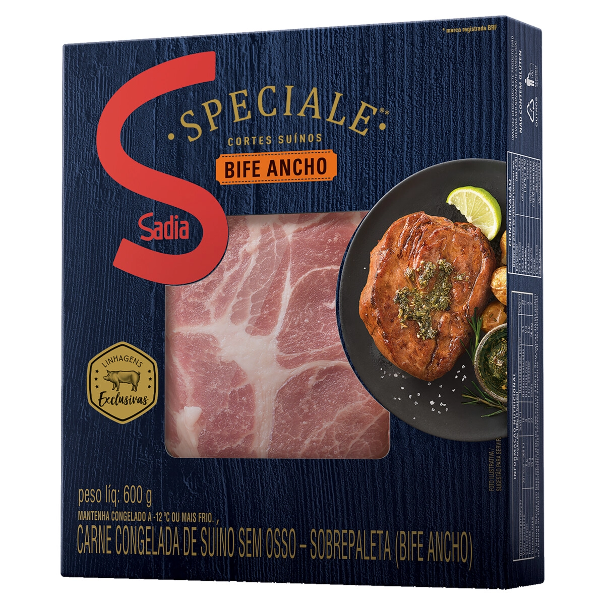 Ancho Suíno Em Bifes Congelado Sem Osso Sadia Speciale 600g