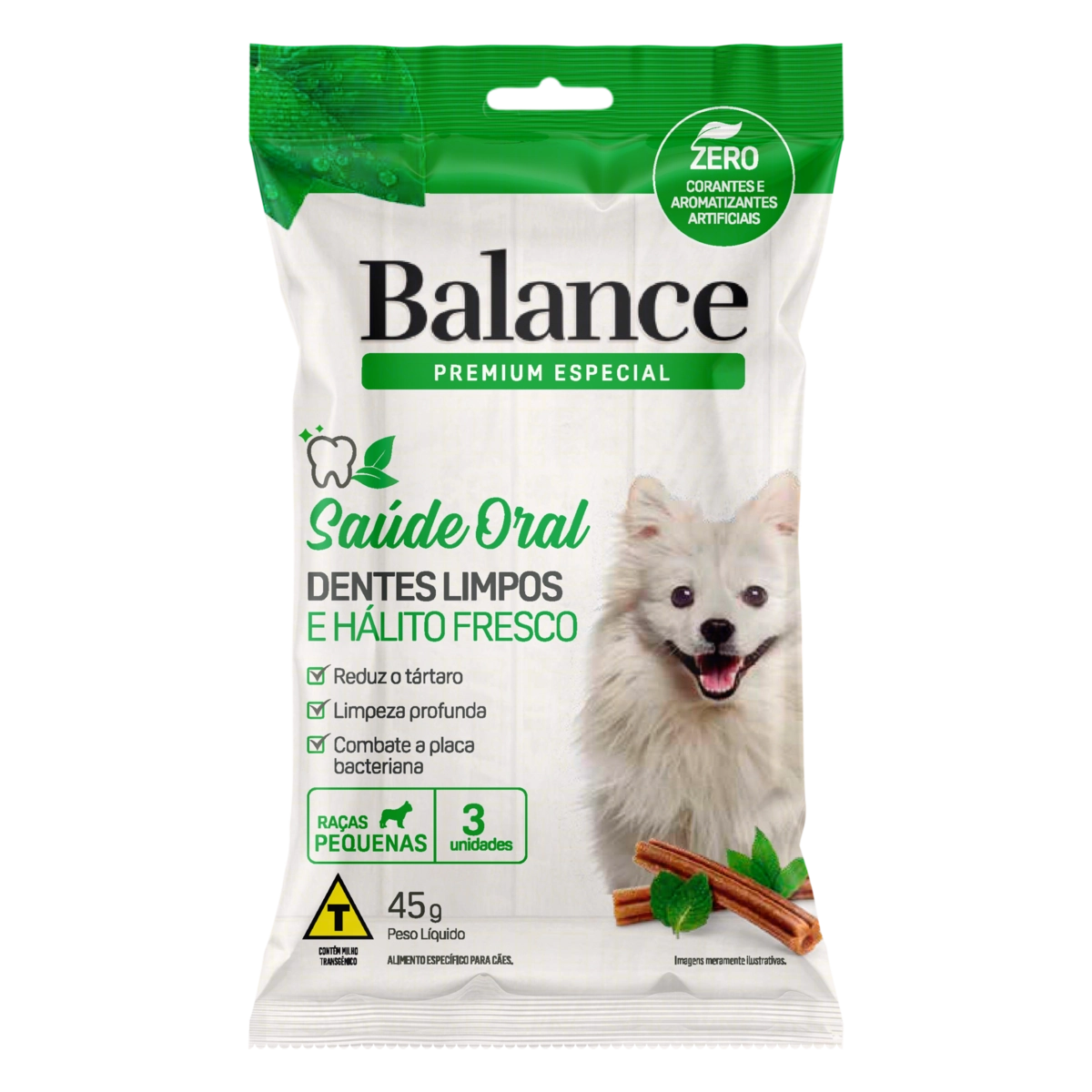 Snacks Para Cães Raças Pequenas Balance Saúde Oral Pacote 45g 3 Unidades