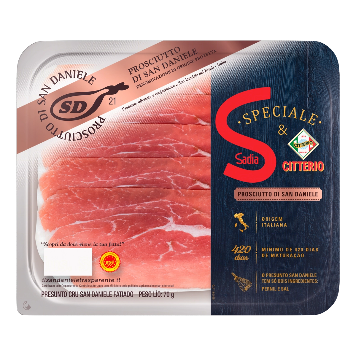 Presunto San Daniele Fatiado Sadia Speciale Citterio 70g