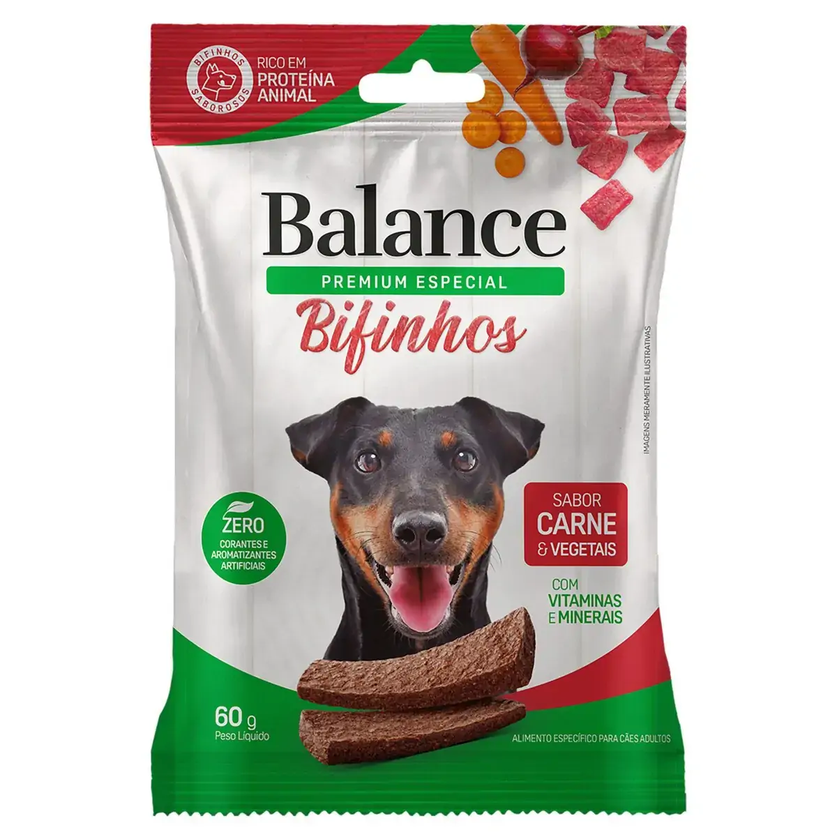 Bifinho para Cães Adultos Carne e Vegetais Balance Pacote 60g
