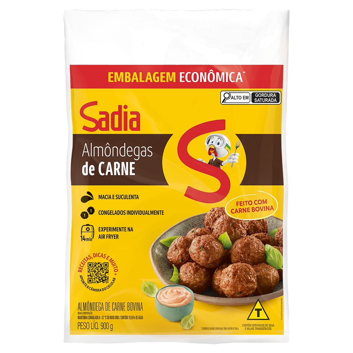 Almôndega De Carne Bovina Sadia Pouch 900g Embalagem Econômica
