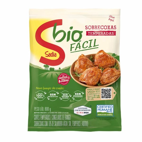 Sobrecoxa De Frango Congelada Temperada Sadia Bio Fácil 800g