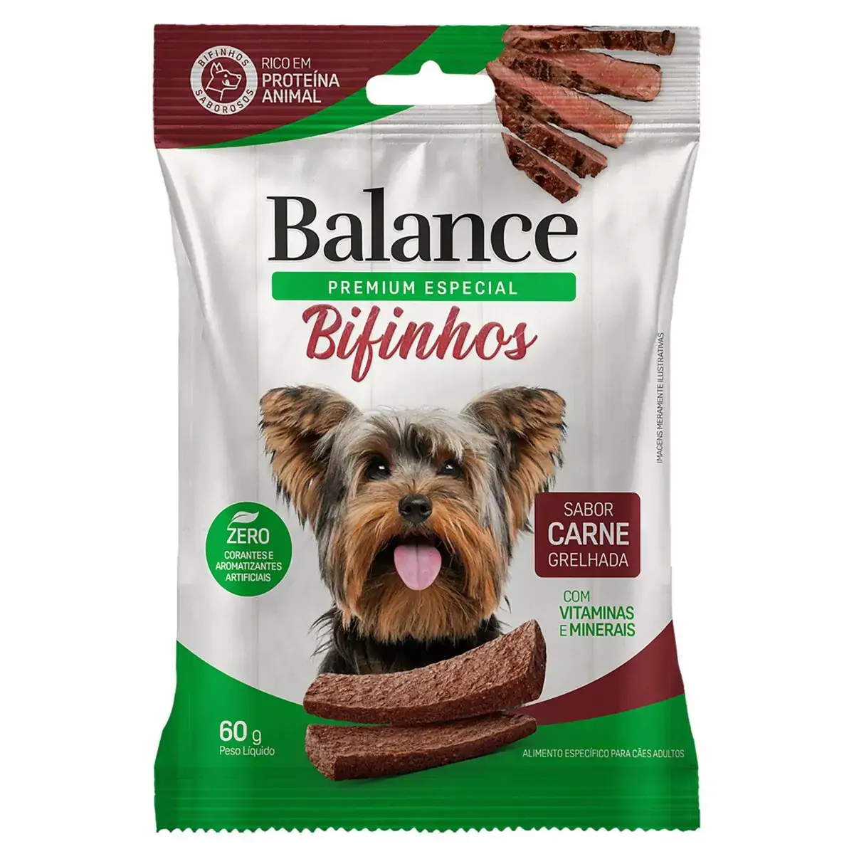 Bifinho para Cães Adultos Carne Grelhada Balance Pacote 60g