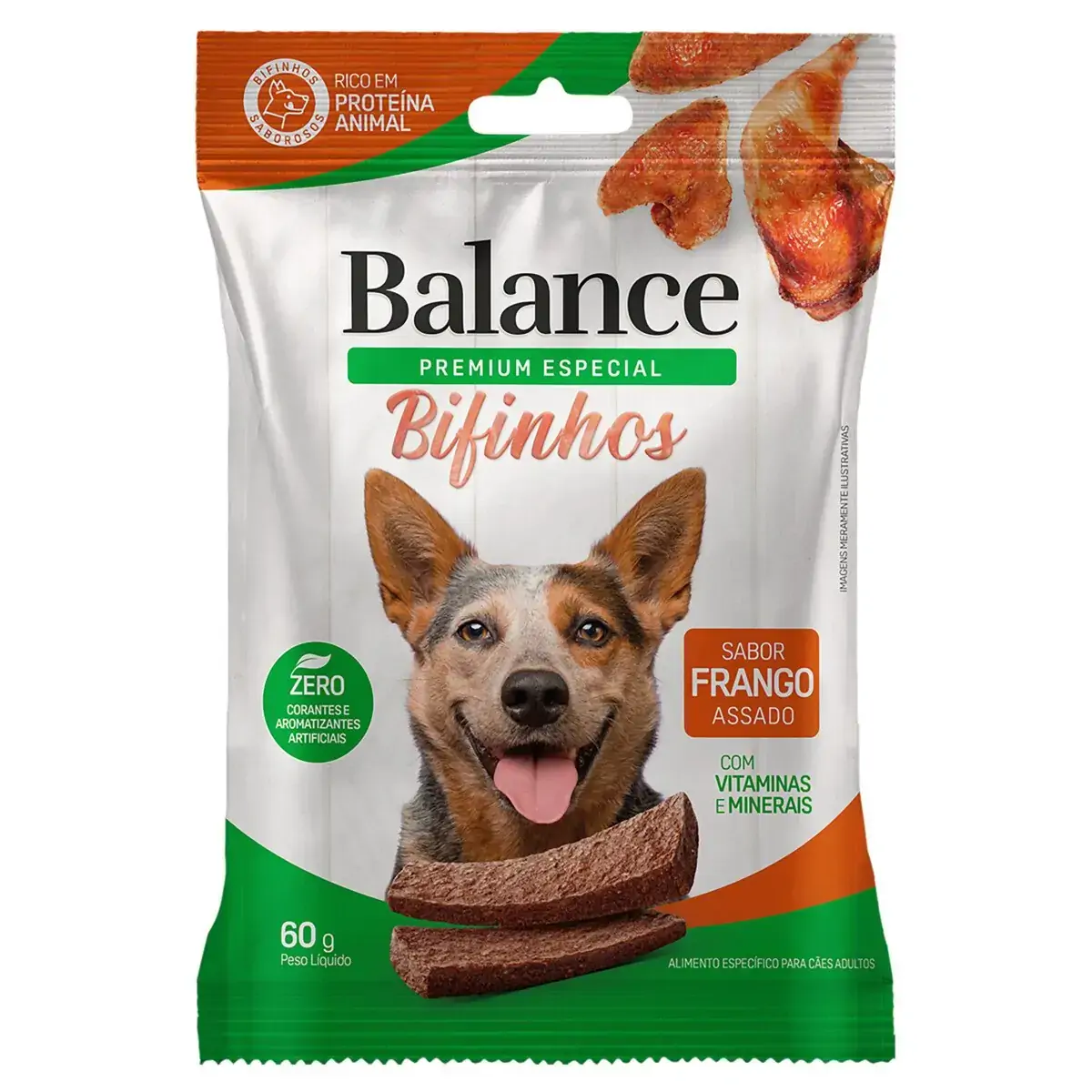 Bifinho para Cães Adultos Frango Assado Balance Pacote 60g