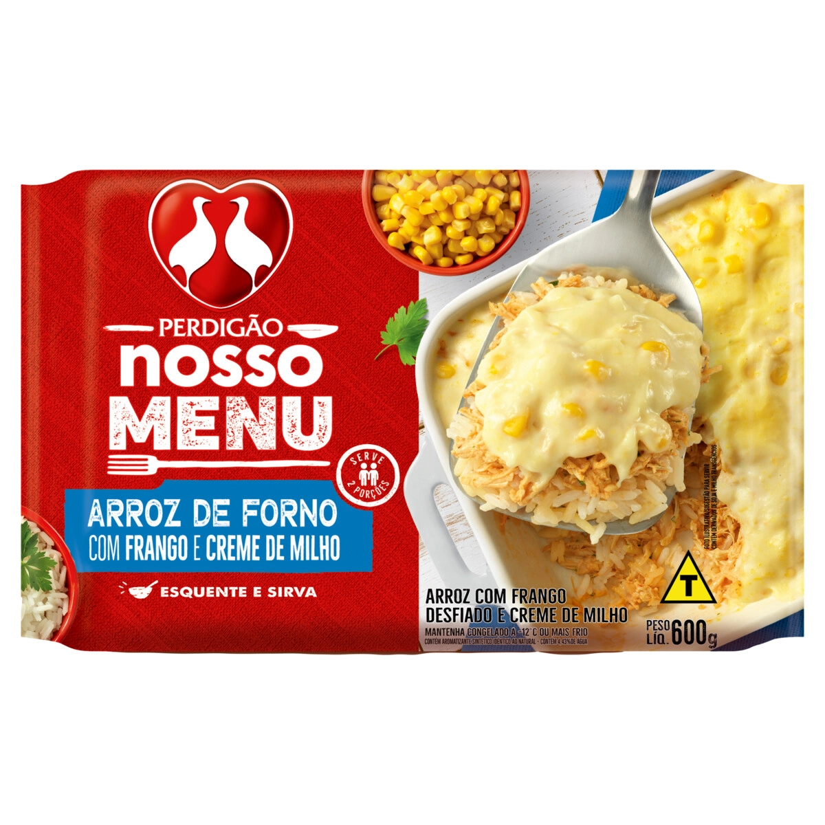 Arroz de Forno com Frango e Creme de Milho Perdigão Nosso Menu Pacote 600g