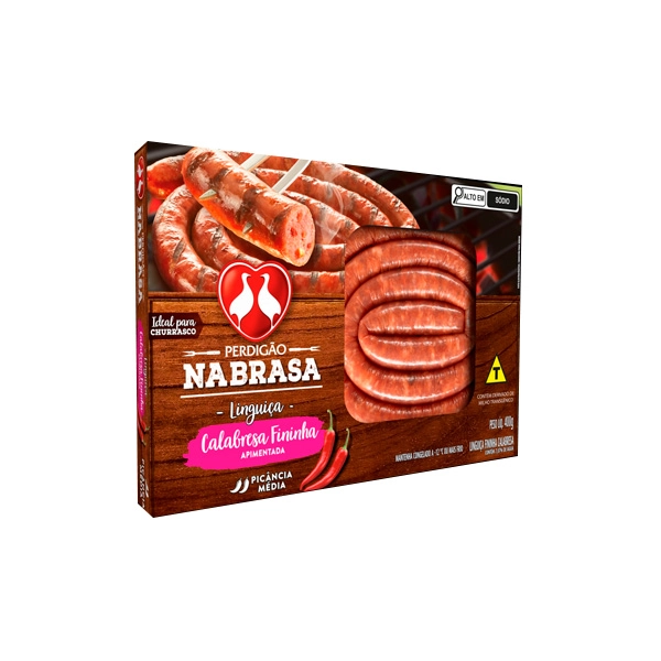 Linguiça Calabresa Fininha Apimentada Perdigão Na Brasa 400g