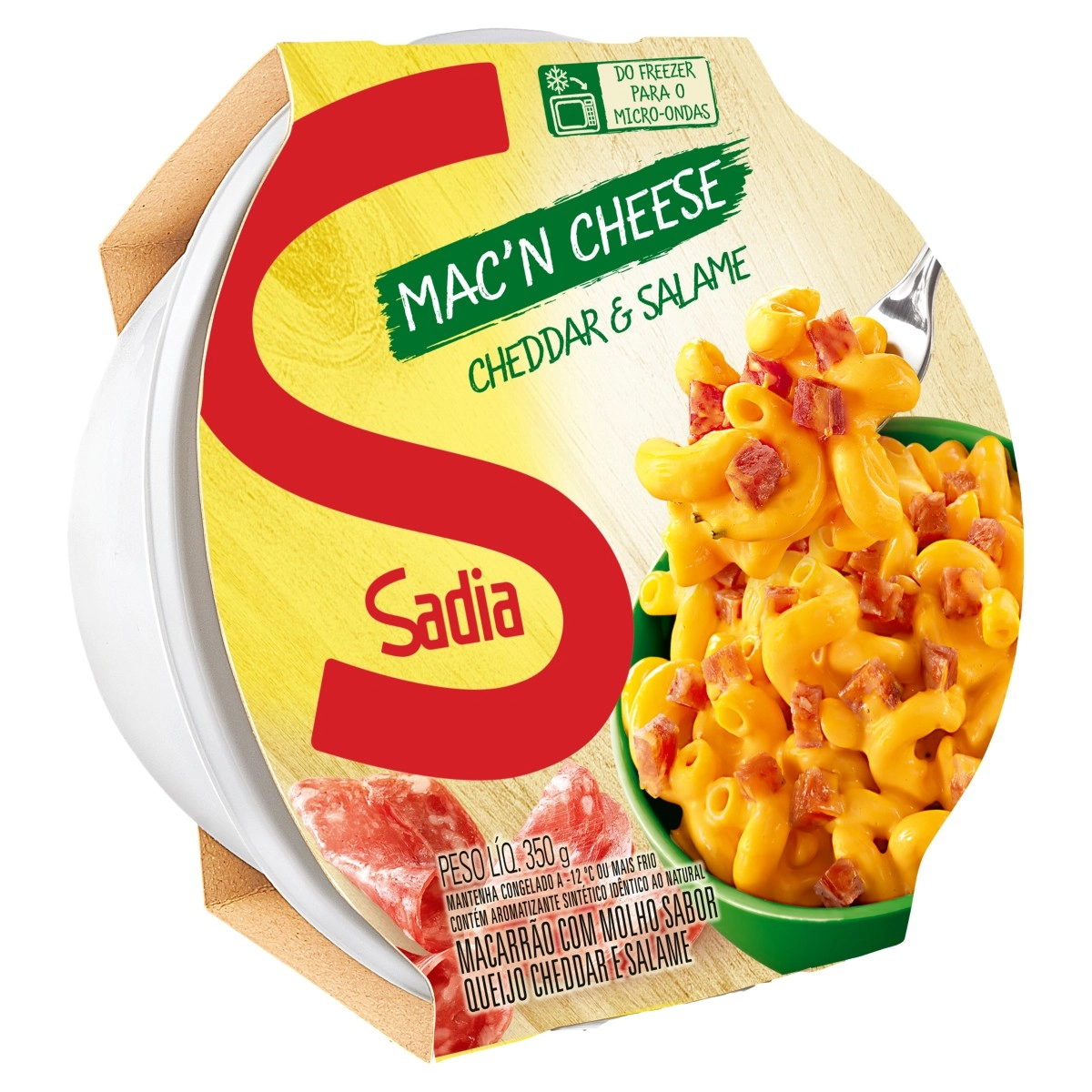 Macn Cheese Cheddar Salame Sadia Pote 350g