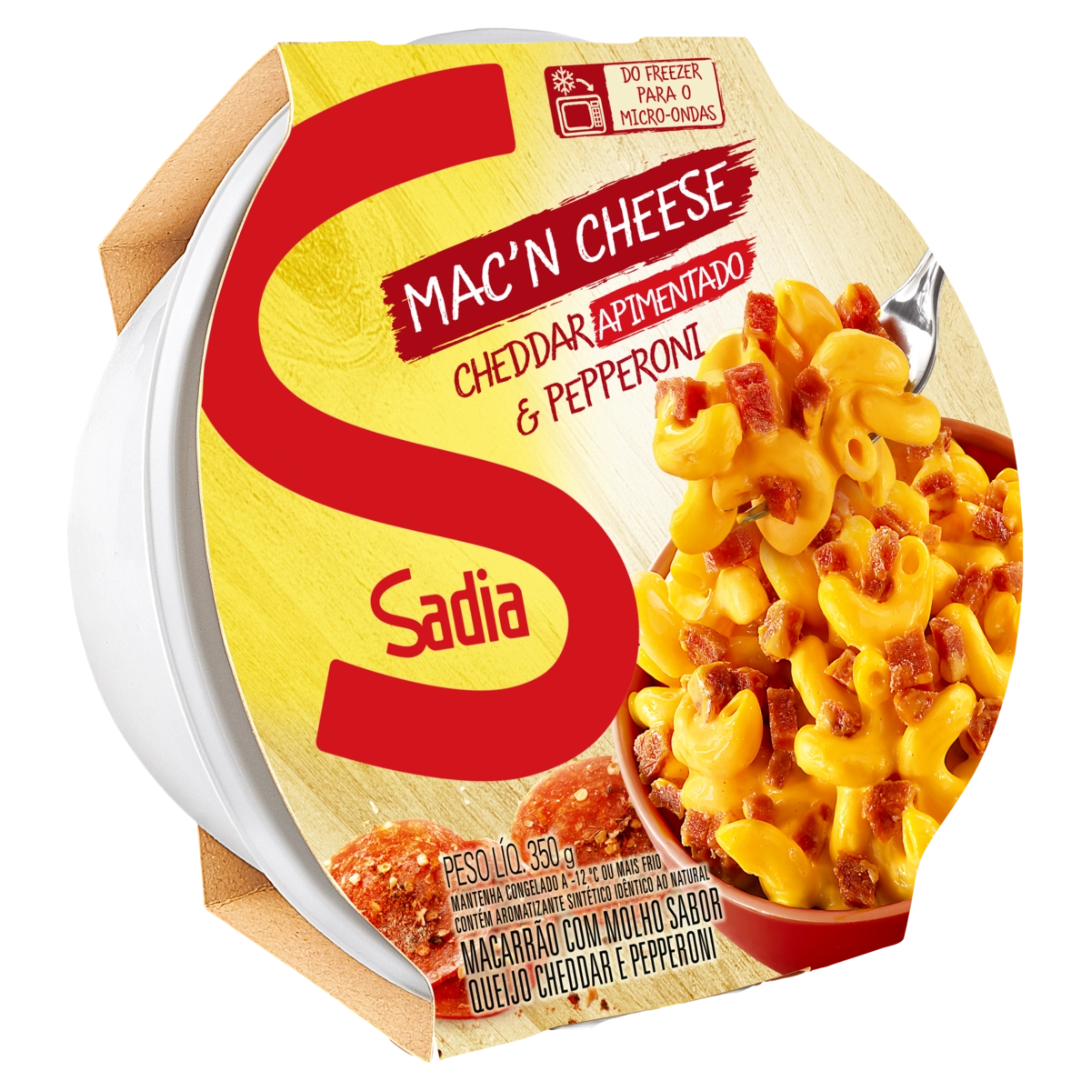 Macn Cheese Cheddar Apimentado Pepperoni Sadia Pote 350g