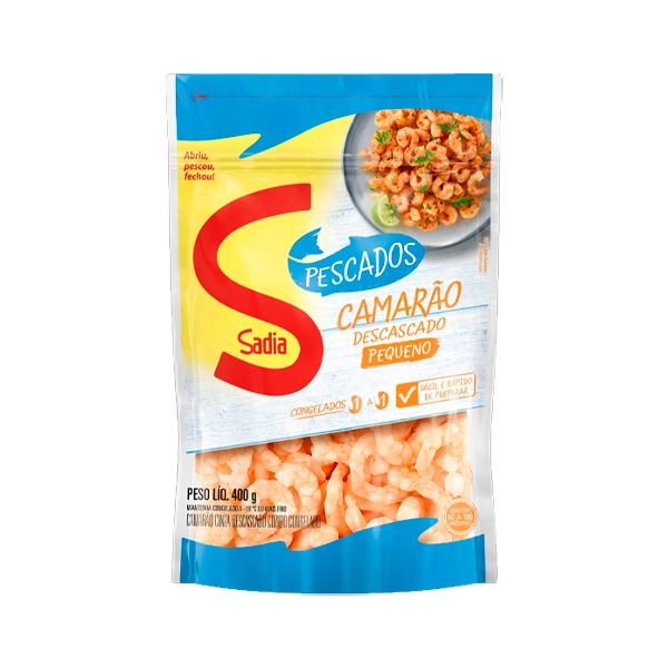 Camarão Cinza Descascado Cozido Congelado 80/100 Sadia Pescados Pouch 400g
