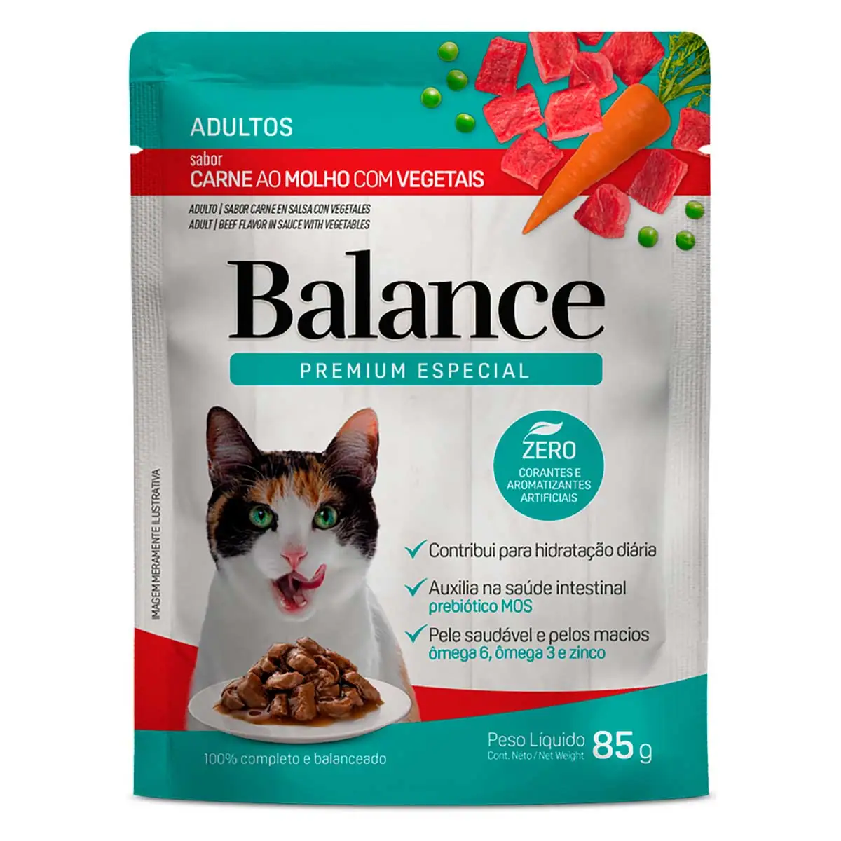 Ração Úmida para Gatos Adultos Sabor Carne e Molho Veg Balance