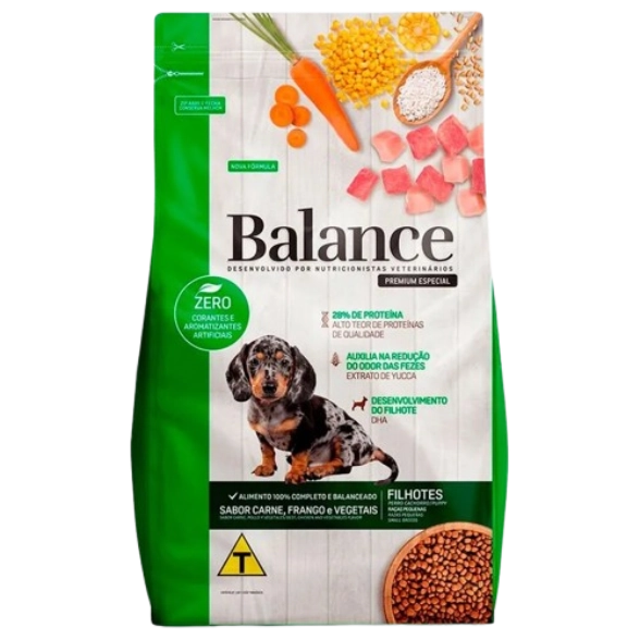 Alimento Para Cães Filhotes Raças Pequenas Carne, Frango E Vegetais Balance Pouch 900g