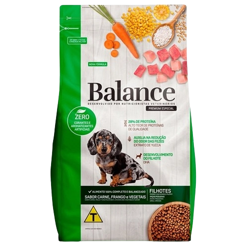 Alimento Para Cães Filhotes Raças Médias E Grandes Carne, Frango E Vegetais Balance Pouch 900g