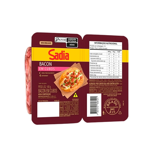 Bacon Em Cubos Defumado Sadia 140g