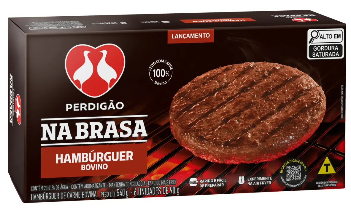 Hambúrguer Bovino Perdigão Na Brasa Caixa 540g 6 Unidades