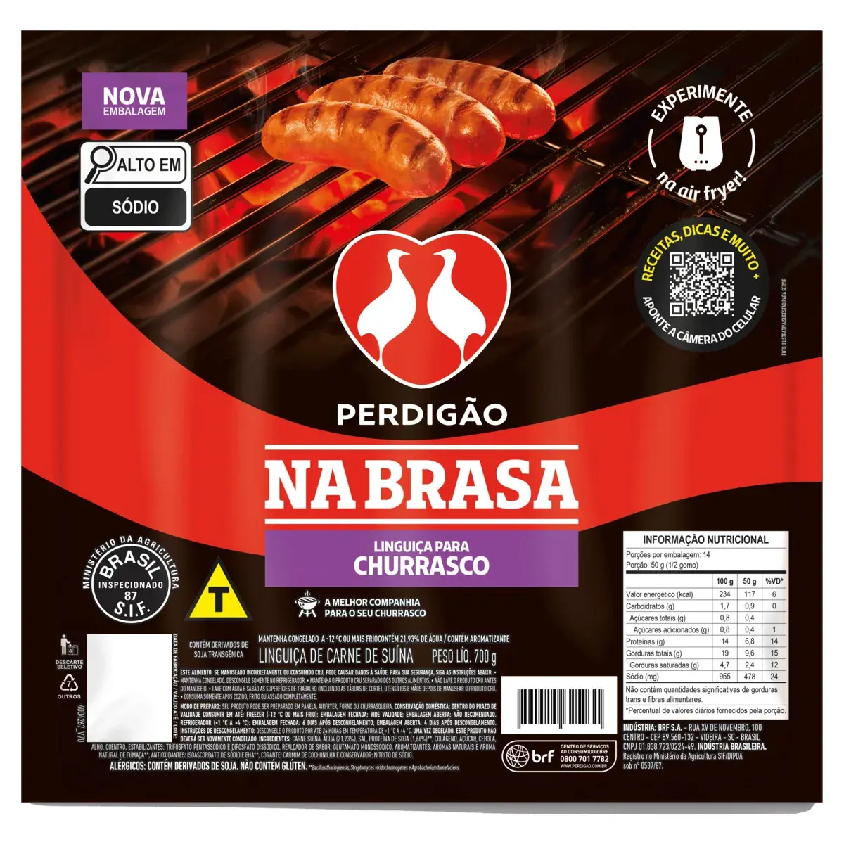 Linguiça Bovina Perdigão Na Brasa Fininha 300g